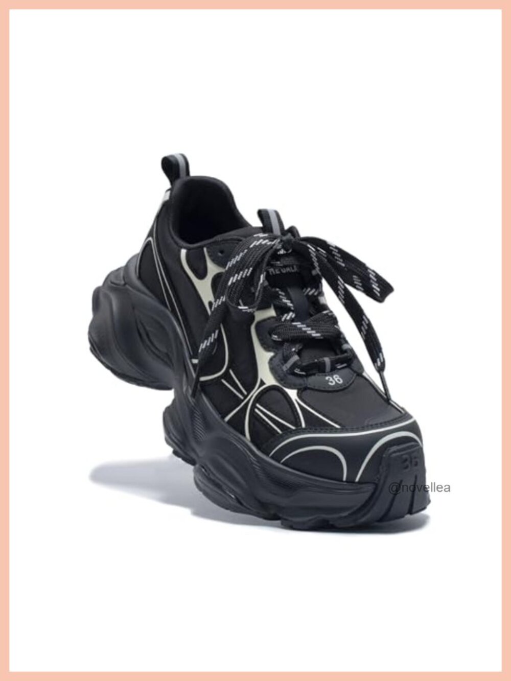 Women's Chunky Leather Sneakers Lace-Up Platform Comfortable Dad Shoe